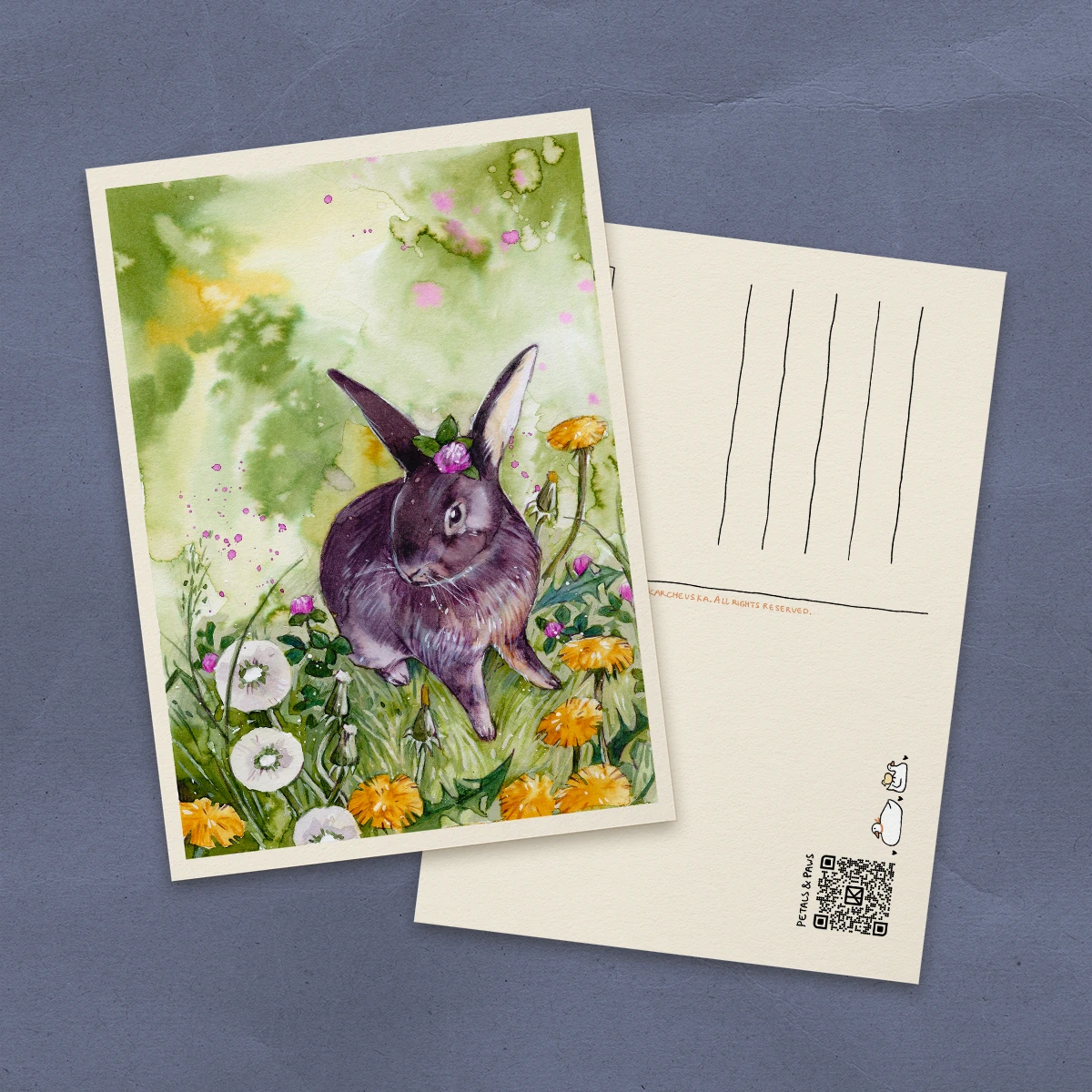 Postal Conejo Entre Amargones