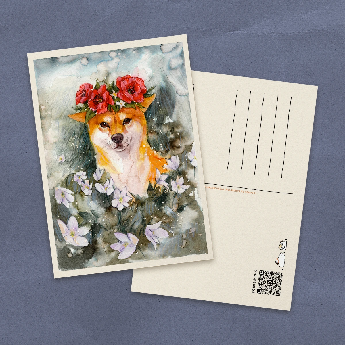 Shiba Inu con Corona de Amapolas