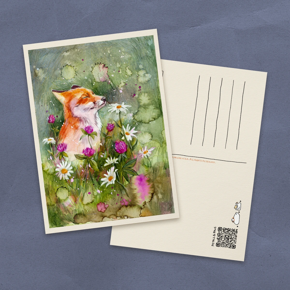 Postal Zorro en la Pradera