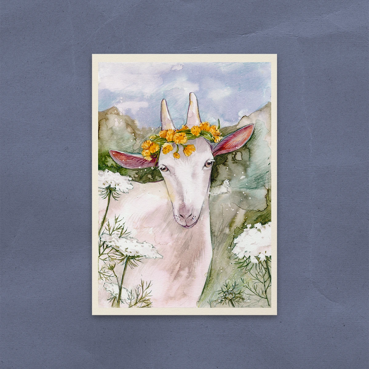 Postal Cabra con Corona de Amargón