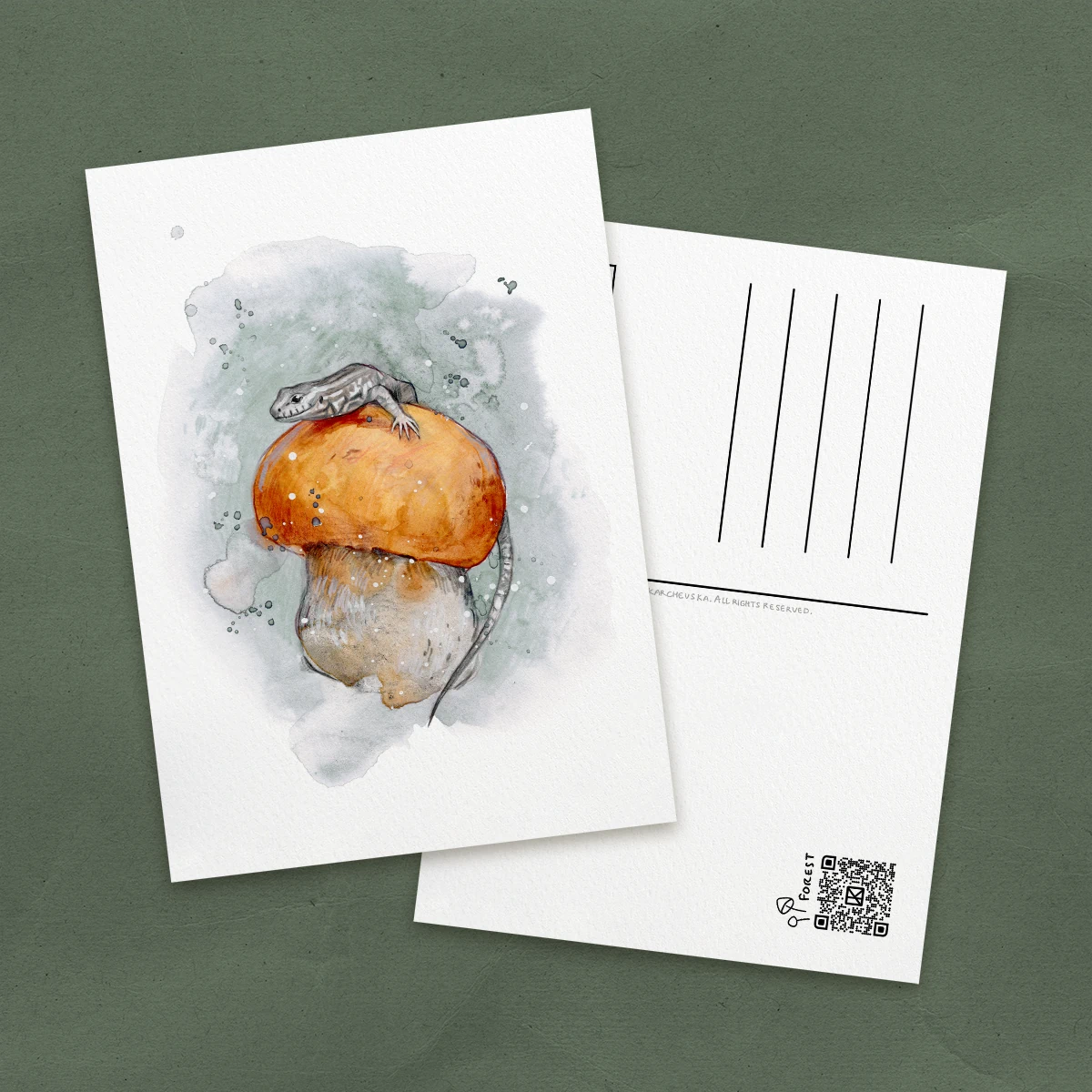 Lizard on Mushroom Postcard