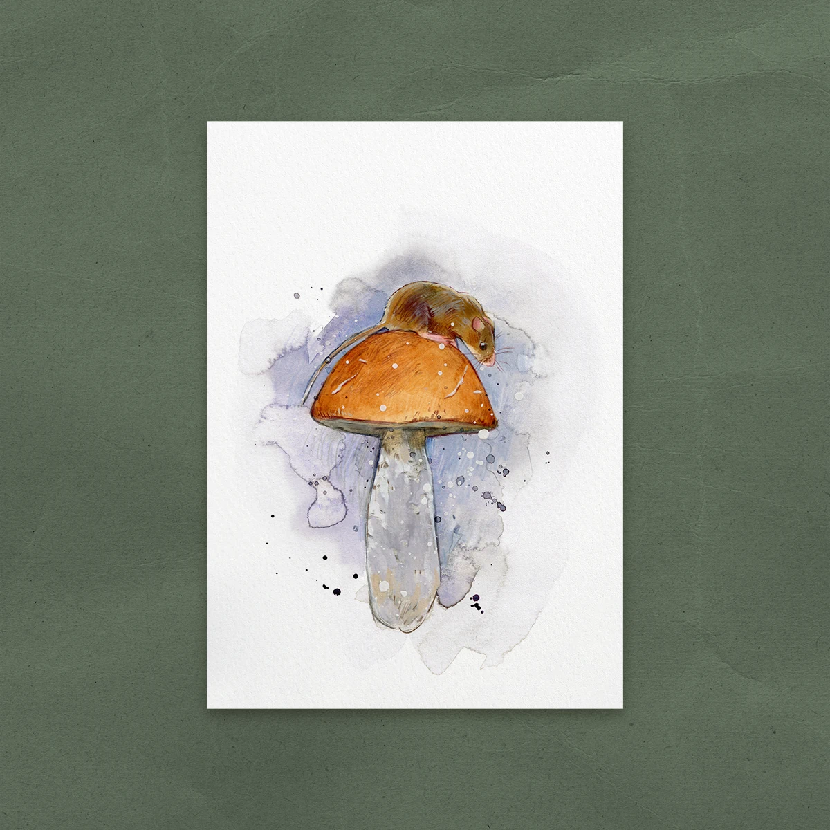 Postal Ratón sobre Seta