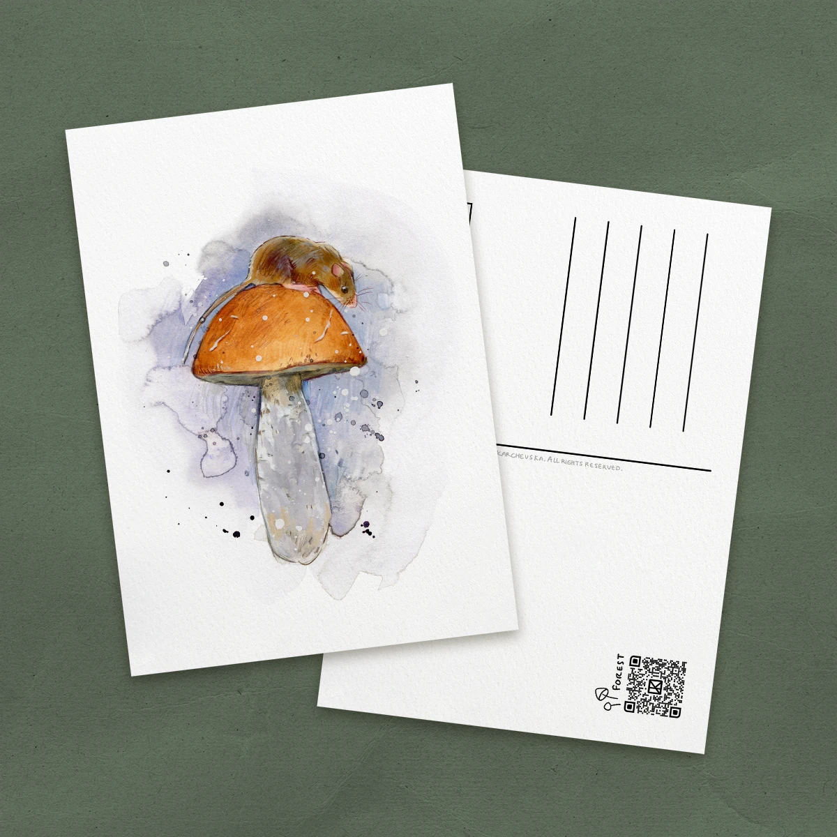 Mouse on Mushroom Postcard