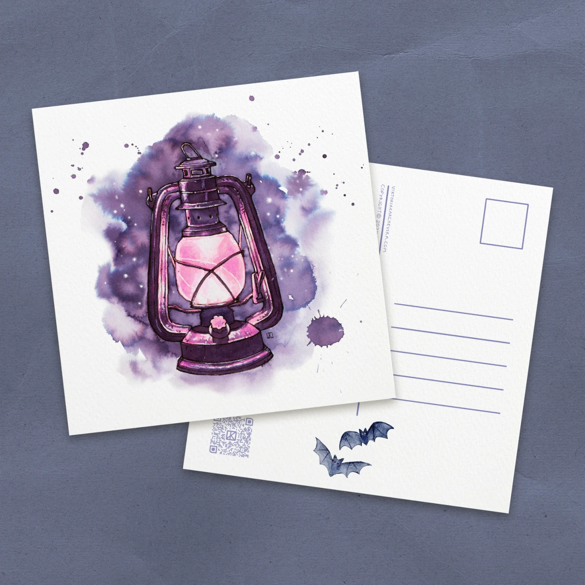 Neon Pink Lantern Postcard